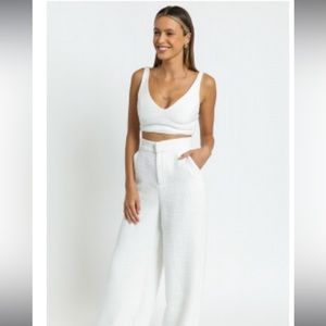 SHOWPO Adelaide Two Piece Wide Leg Set in White US Size 14 : 3XL AUS